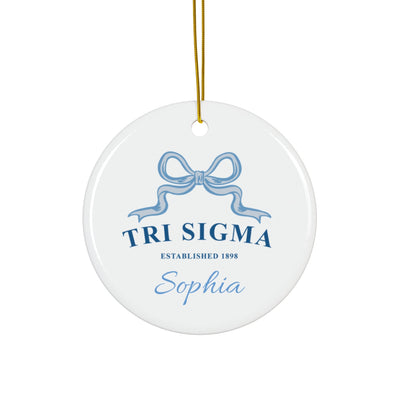 Sigma Sigma Sigma Customizable Trendy Ribbon Ornament Gift | Tri Sigma Holiday Christmas Gift | Sorority Ornament | Your Name