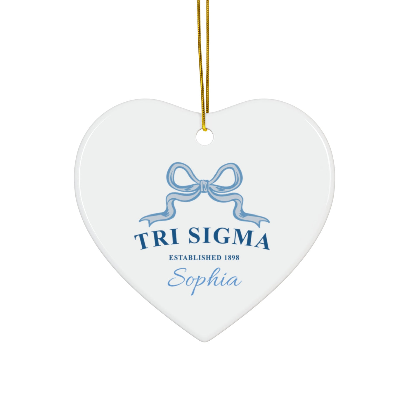 Sigma Sigma Sigma Customizable Trendy Ribbon Ornament Gift | Tri Sigma Holiday Christmas Gift | Sorority Ornament | Your Name