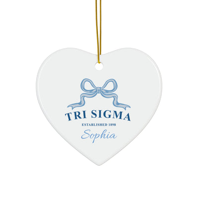 Sigma Sigma Sigma Customizable Trendy Ribbon Ornament Gift | Tri Sigma Holiday Christmas Gift | Sorority Ornament | Your Name