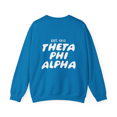 Theta Phi Alpha Bubble Font Sorority Crewneck Sweatshirt | Theta Phi Trendy Sweatshirt | Big Little Gift | Recruitment Gift