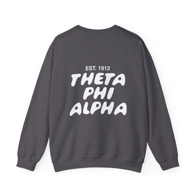 Theta Phi Alpha Bubble Font Sorority Crewneck Sweatshirt | Theta Phi Trendy Sweatshirt | Big Little Gift | Recruitment Gift