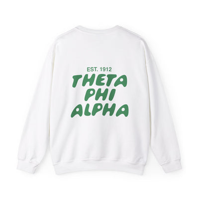 Theta Phi Alpha Bubble Font Sorority Crewneck Sweatshirt | Theta Phi Trendy Sweatshirt | Big Little Gift | Recruitment Gift