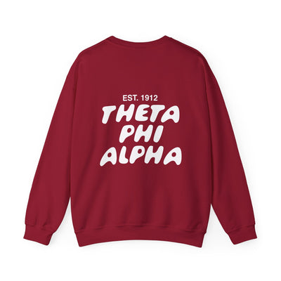 Theta Phi Alpha Bubble Font Sorority Crewneck Sweatshirt | Theta Phi Trendy Sweatshirt | Big Little Gift | Recruitment Gift