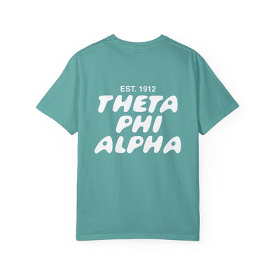 Theta Phi Alpha Bubble Letter T-Shirt | Theta Phi Trendy College Greek Custom Oversized Shirt | Big Little Sorority T Shirt Gift