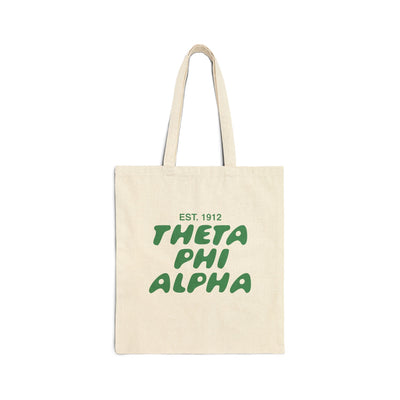 Theta Phi Alpha Bubble Text Trendy Tote Bag | Theta Phi College Sorority Beach Bag | Big Little Gift