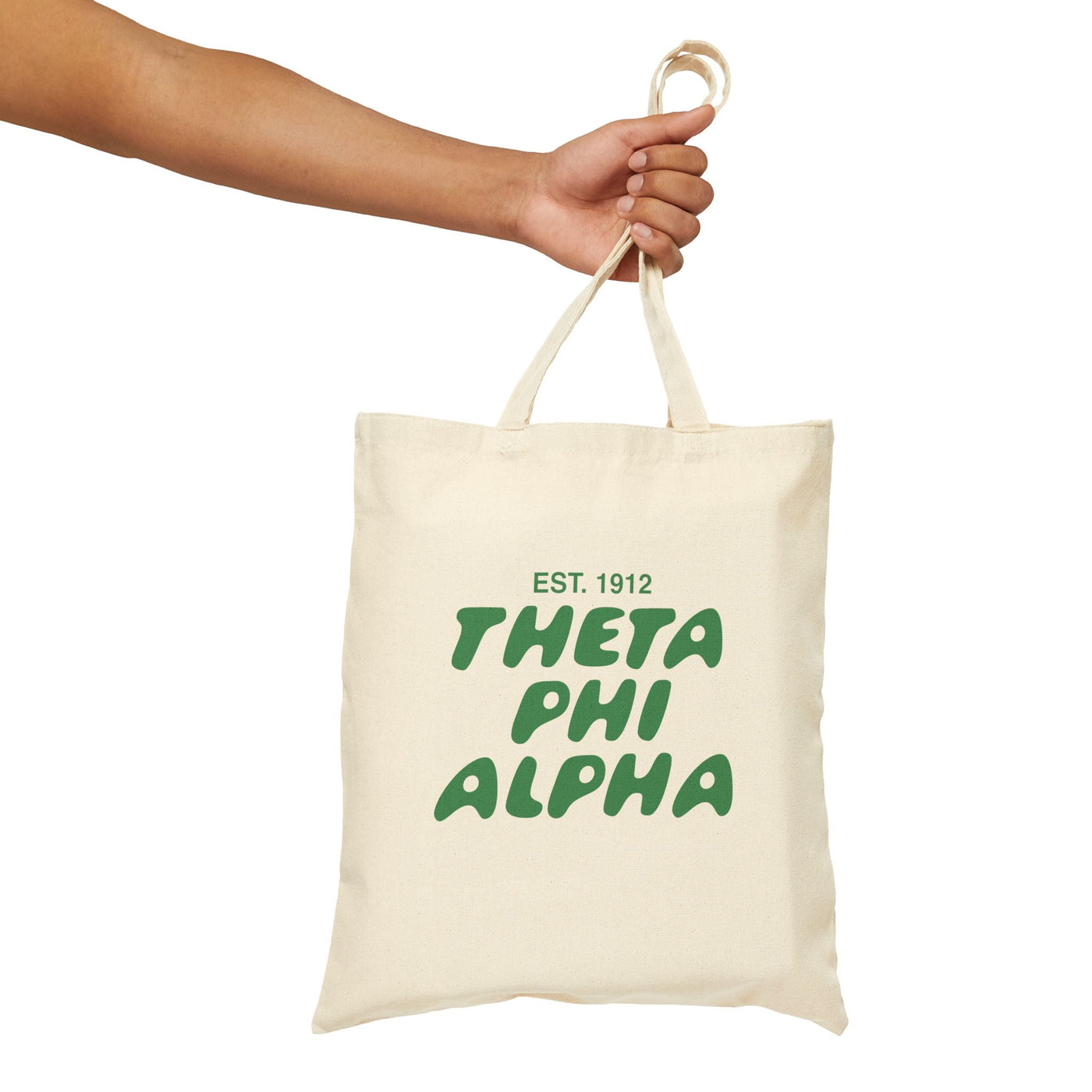 Theta Phi Alpha Bubble Text Trendy Tote Bag | Theta Phi College Sorority Beach Bag | Big Little Gift