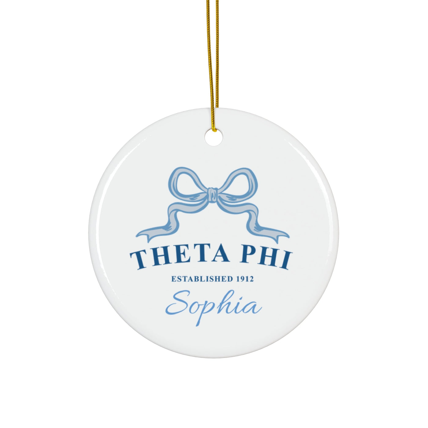 Theta Phi Alpha Customizable Trendy Ribbon Ornament Gift | Theta Phi Holiday Christmas Gift | Sorority Ornament | Your Name