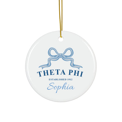 Theta Phi Alpha Customizable Trendy Ribbon Ornament Gift | Theta Phi Holiday Christmas Gift | Sorority Ornament | Your Name