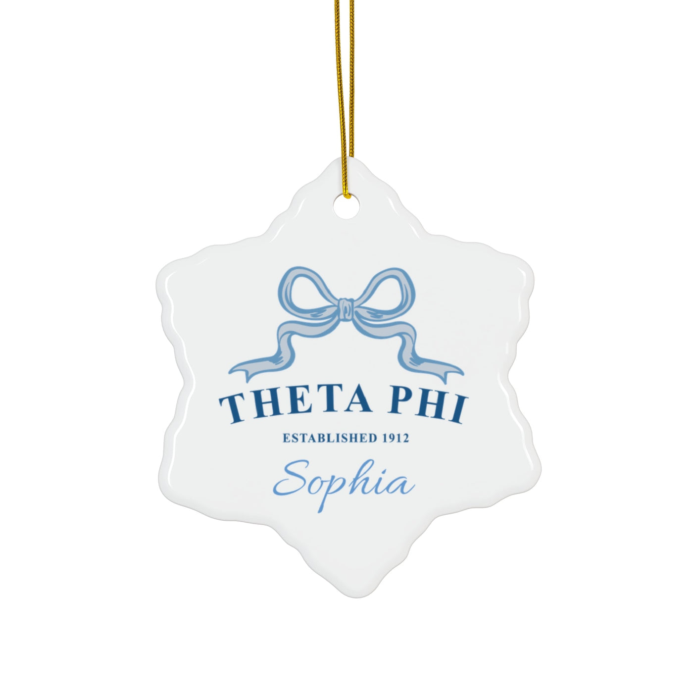 Theta Phi Alpha Customizable Trendy Ribbon Ornament Gift | Theta Phi Holiday Christmas Gift | Sorority Ornament | Your Name