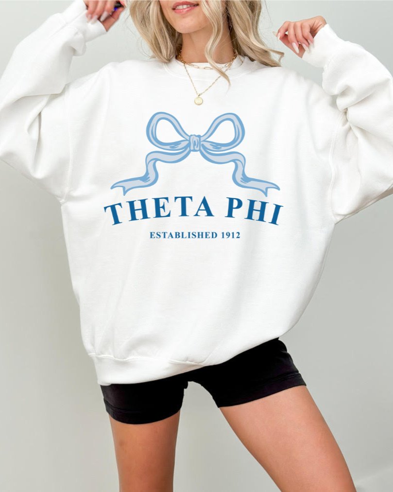 Theta Phi Alpha Ribbon Sorority Crewneck | Theta Phi Trendy Sweatshirt Big Little Recruitment Gift