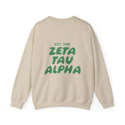 Zeta Tau Alpha Bubble Font Sorority Crewneck Sweatshirt | ZTA Trendy Sweatshirt | Big Little Gift | Recruitment Gift