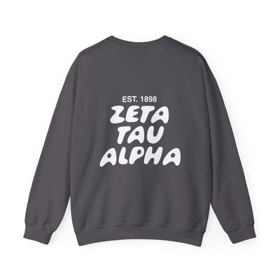 Zeta Tau Alpha Bubble Font Sorority Crewneck Sweatshirt | ZTA Trendy Sweatshirt | Big Little Gift | Recruitment Gift