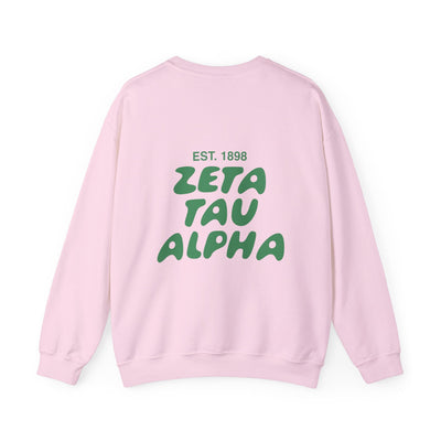 Zeta Tau Alpha Bubble Font Sorority Crewneck Sweatshirt | ZTA Trendy Sweatshirt | Big Little Gift | Recruitment Gift