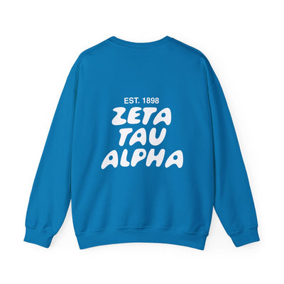 Zeta Tau Alpha Bubble Font Sorority Crewneck Sweatshirt | ZTA Trendy Sweatshirt | Big Little Gift | Recruitment Gift