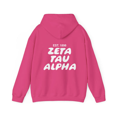 Zeta Tau Alpha Bubble Font Sorority Hoodie | ZTA Trendy Sweatshirt | Big Little Gift | Recruitment Gift