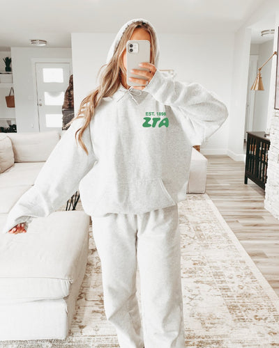 Zeta Tau Alpha Bubble Font Sorority Hoodie | ZTA Trendy Sweatshirt | Big Little Gift | Recruitment Gift