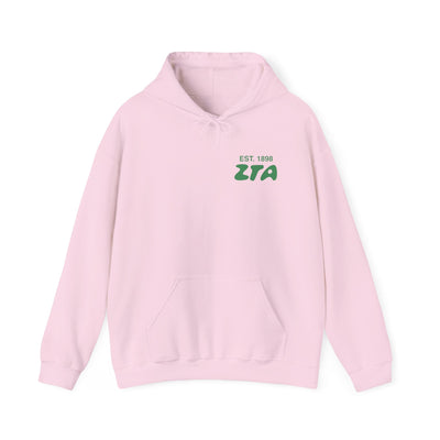 Zeta Tau Alpha Bubble Font Sorority Hoodie | ZTA Trendy Sweatshirt | Big Little Gift | Recruitment Gift