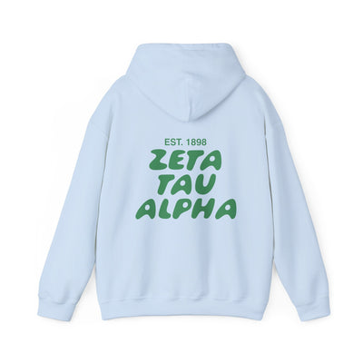 Zeta Tau Alpha Bubble Font Sorority Hoodie | ZTA Trendy Sweatshirt | Big Little Gift | Recruitment Gift