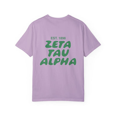 Zeta Tau Alpha Bubble Letter T-Shirt | ZTA Trendy College Greek Custom Oversized Shirt | Big Little Sorority T Shirt Gift