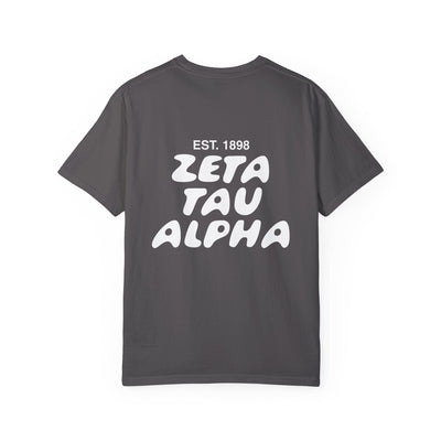 Zeta Tau Alpha Bubble Letter T-Shirt | ZTA Trendy College Greek Custom Oversized Shirt | Big Little Sorority T Shirt Gift