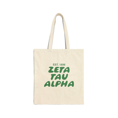 Zeta Tau Alpha Bubble Text Trendy Tote Bag | Zeta College Sorority Beach Bag | Big Little Gift