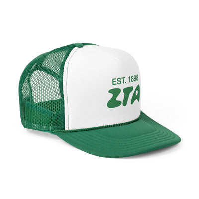 Zeta Tau Alpha Bubble Text Trendy Trucker Hat | Zeta Bid Day Recruitment Gift | Big Little Gift