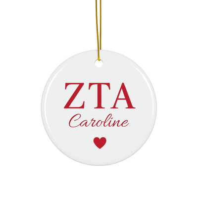 Zeta Tau Alpha Customizable Trendy Red Letter Ornament Gift | Zeta Holiday Christmas Gift | Sorority Ornament | Your Name