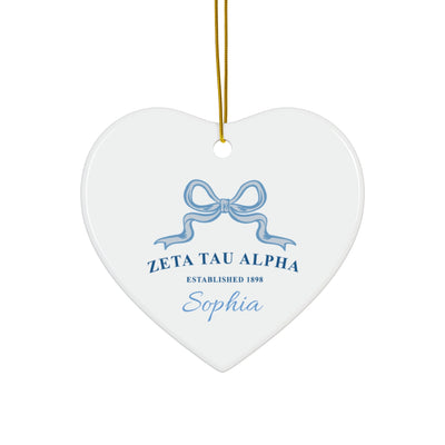 Zeta Tau Alpha Customizable Trendy Ribbon Ornament Gift | Zeta Holiday Christmas Gift | Sorority Ornament | Your Name