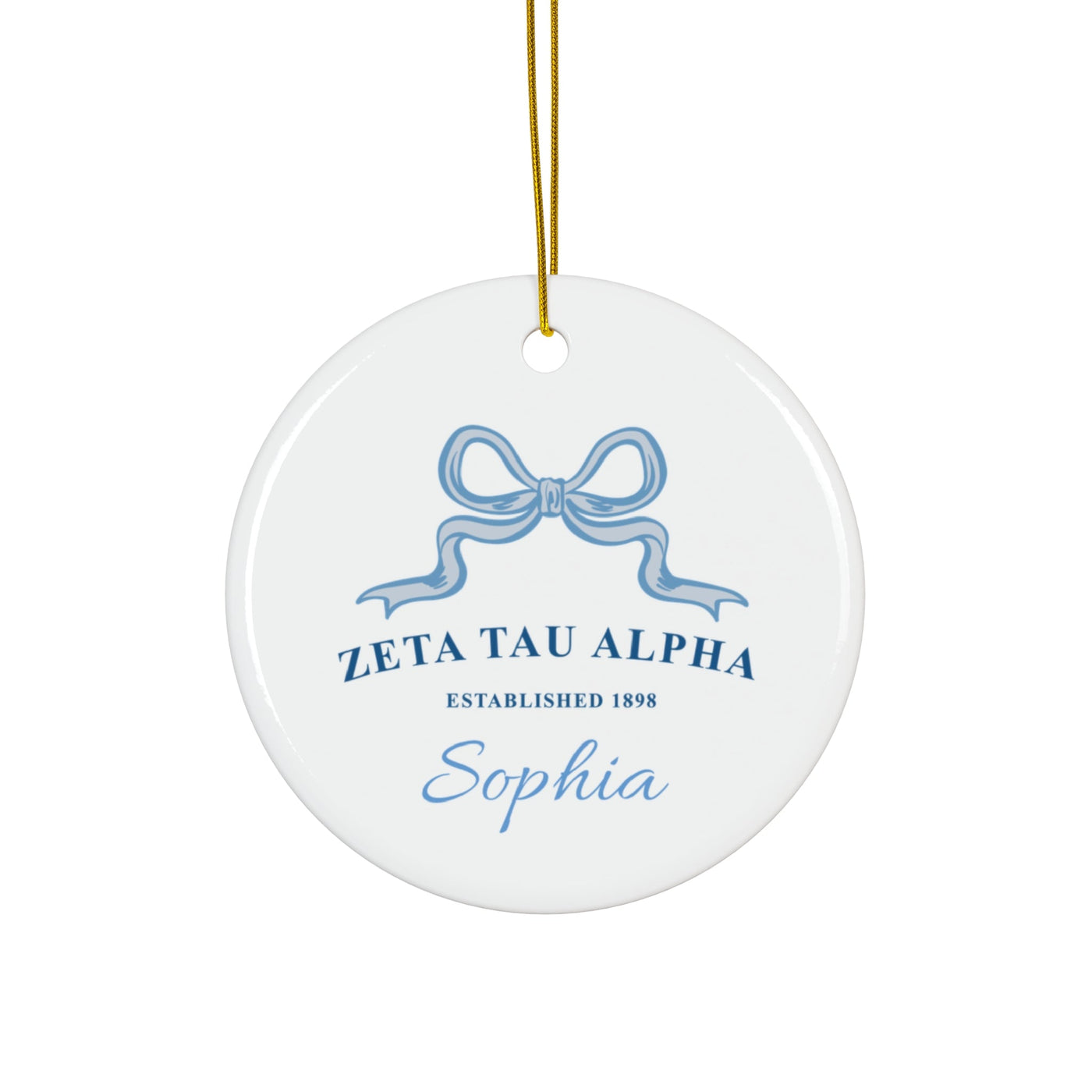 Zeta Tau Alpha Customizable Trendy Ribbon Ornament Gift | Zeta Holiday Christmas Gift | Sorority Ornament | Your Name