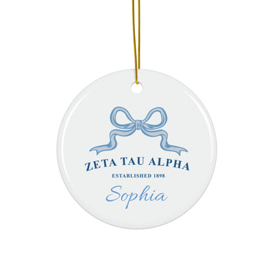 Zeta Tau Alpha Customizable Trendy Ribbon Ornament Gift | Zeta Holiday Christmas Gift | Sorority Ornament | Your Name