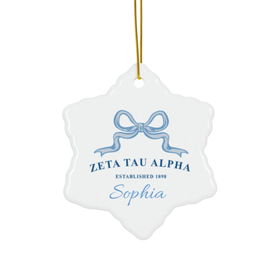 Zeta Tau Alpha Customizable Trendy Ribbon Ornament Gift | Zeta Holiday Christmas Gift | Sorority Ornament | Your Name