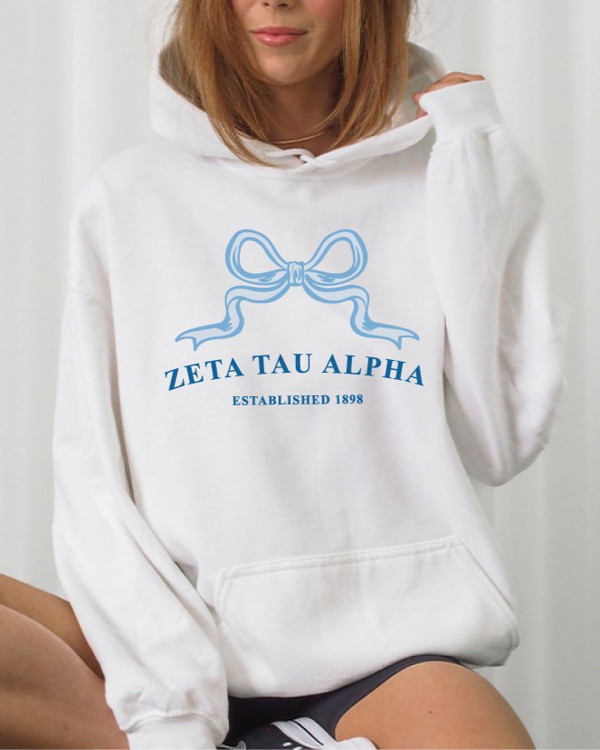 Zeta Tau Alpha Ribbon Sorority Hoodie | Zeta Trendy Sweatshirt Big Little Recruitment Gift