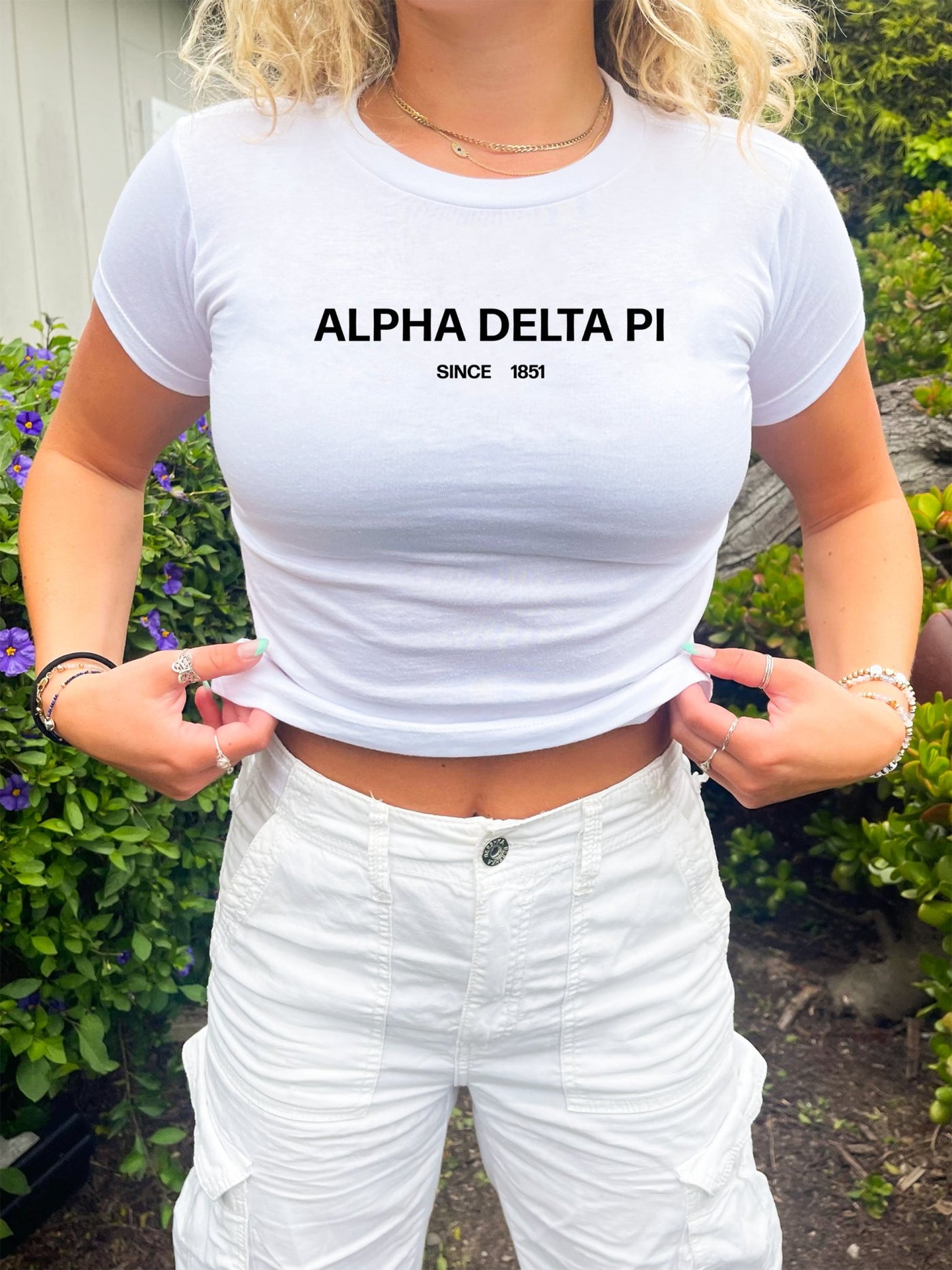 Alpha Delta Pi Sorority Baby Tee Crop Top