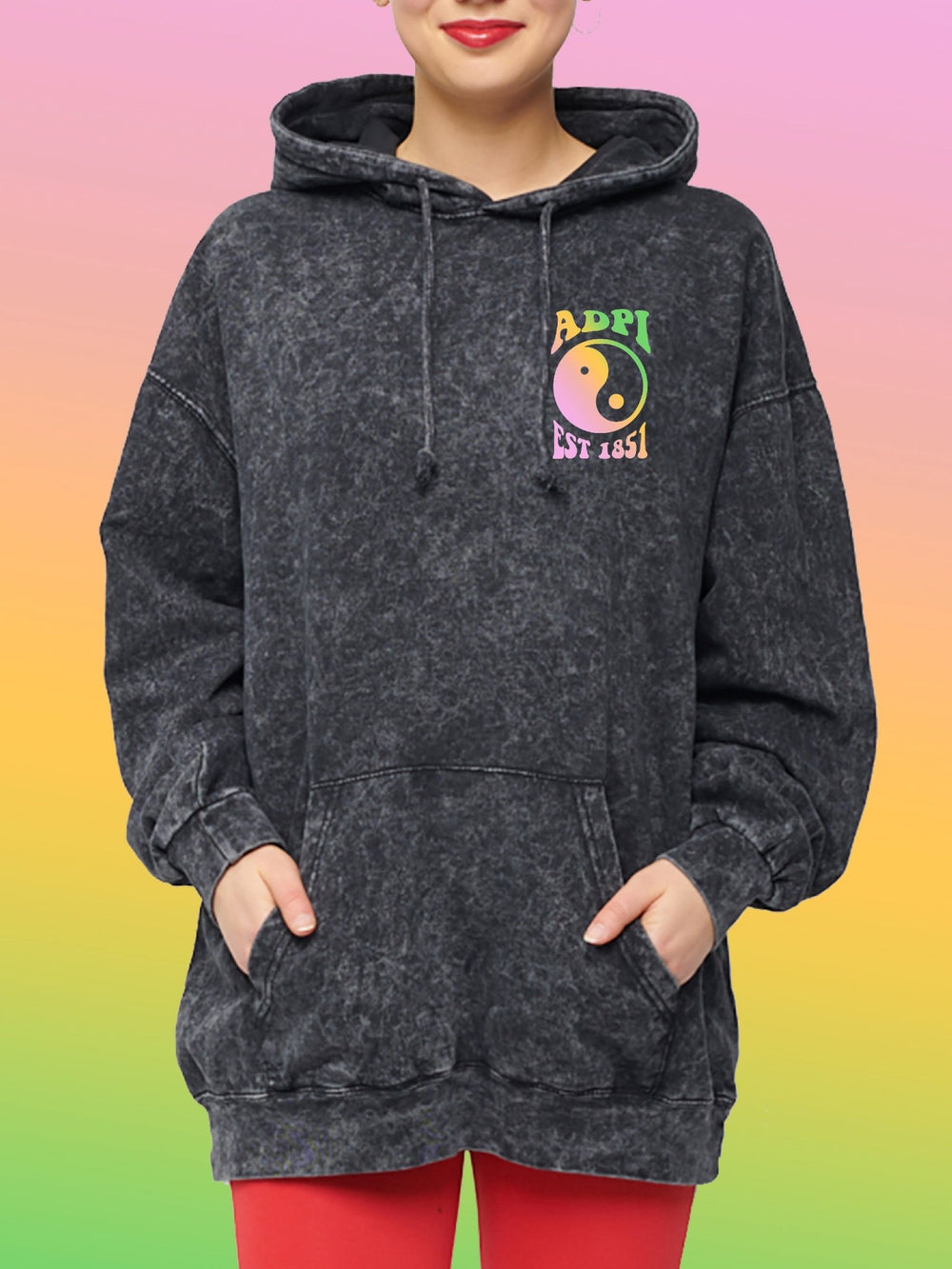 Alpha Chi Omega Yin-Yang Surf Sorority Hoodie Mineral Wash Tie Dye online | Greek Life Sweatshirt | Alpha chi comfy hoodie