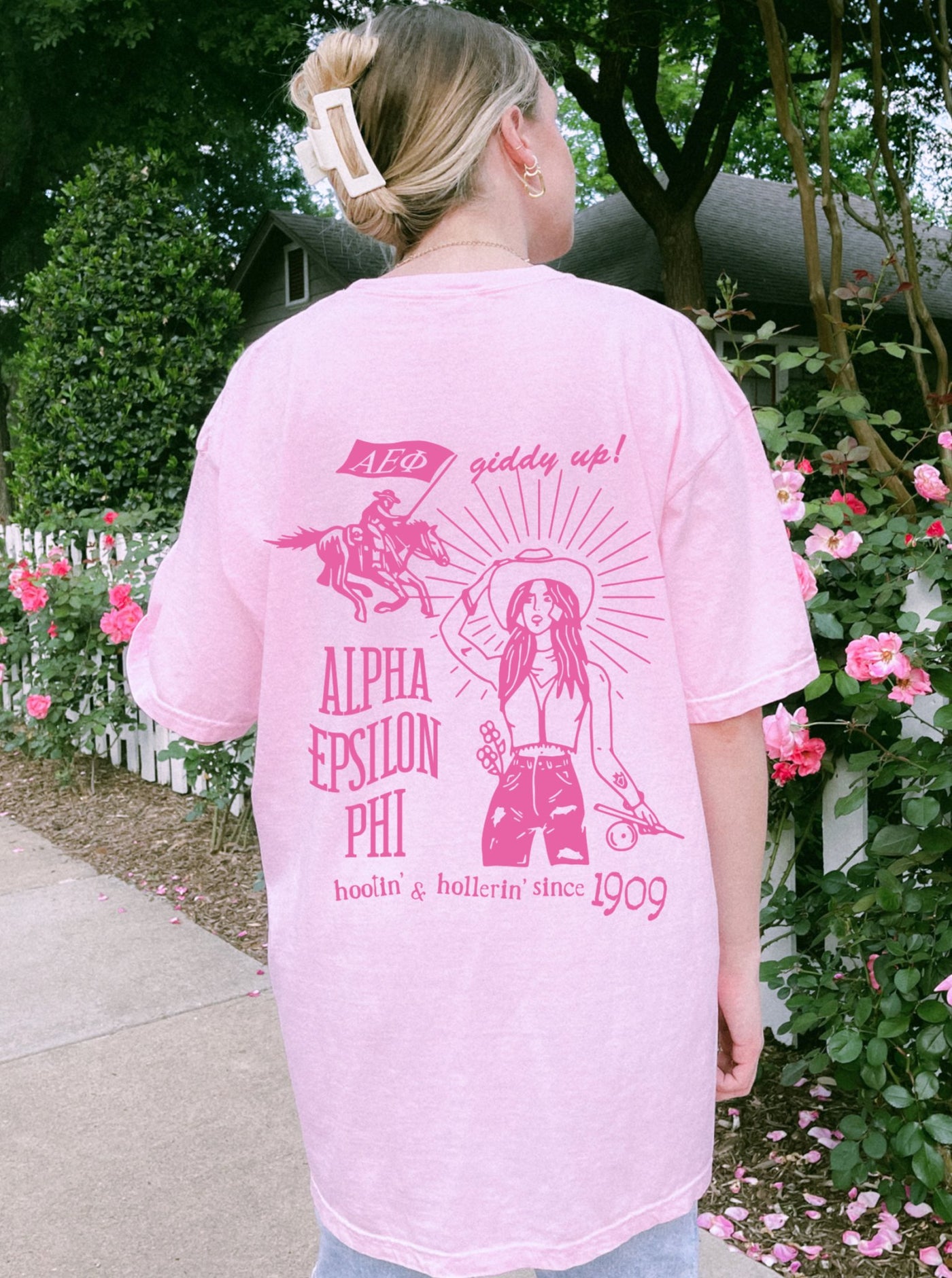 Alpha Epsilon Phi Country Western Pink Sorority T-shirt