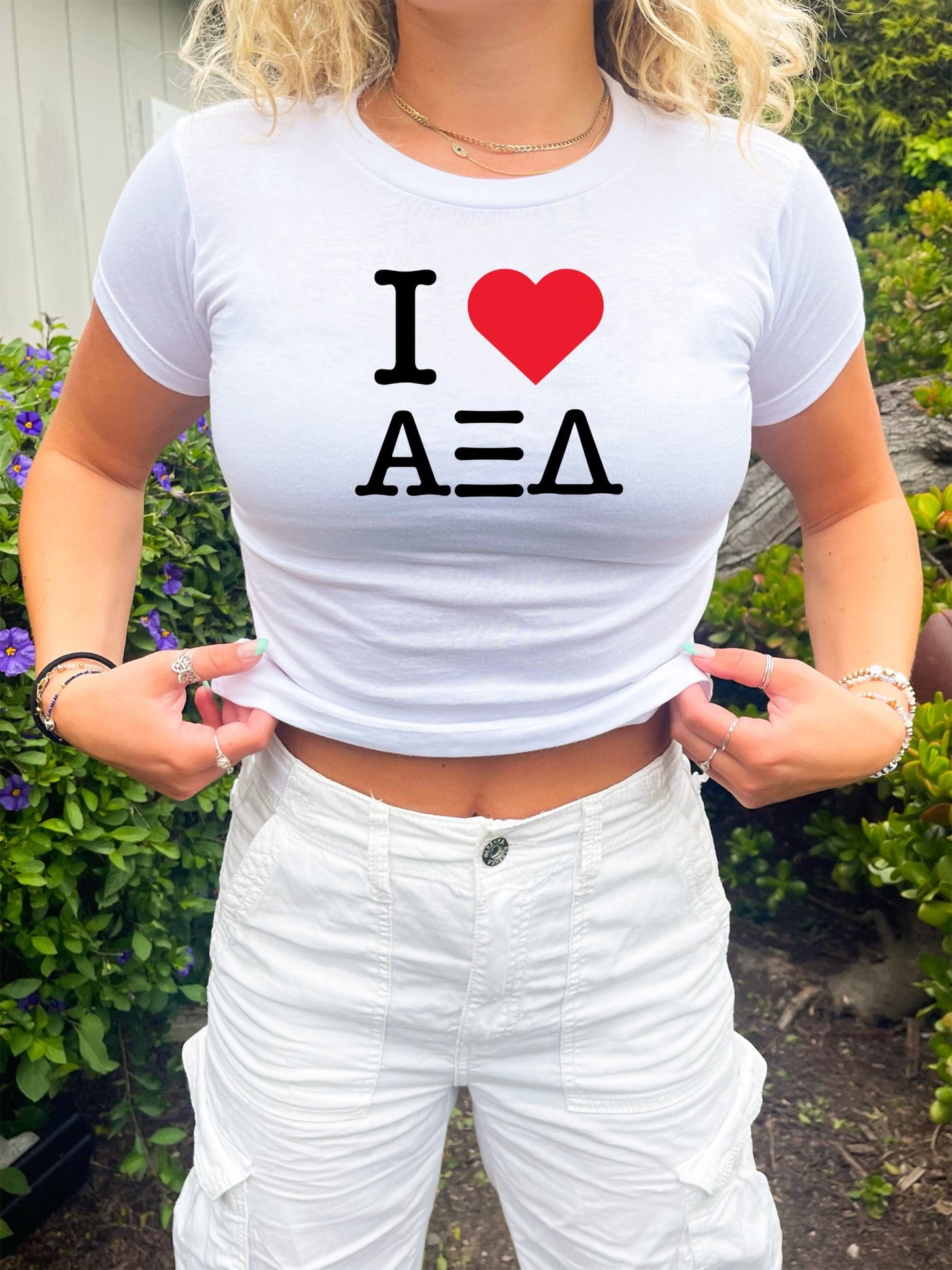 Alpha Xi Delta I Heart NY Sorority Baby Tee Crop Top