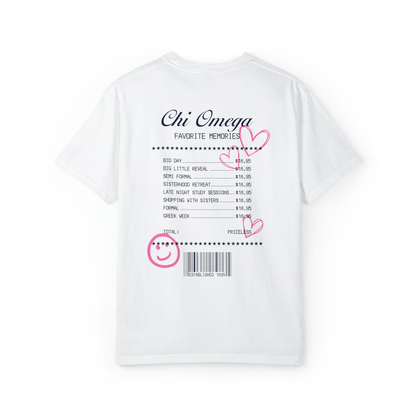 Chi Omega Sorority Receipt Comfy T-shirt