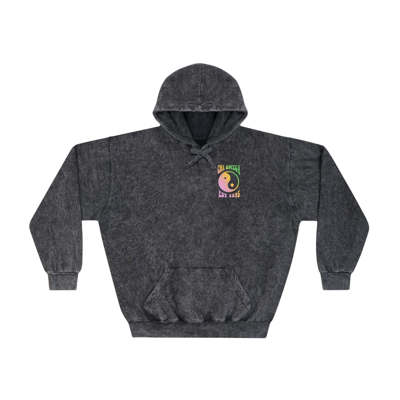 Chi Omega Yin-Yang Surf Sorority Hoodie Mineral Wash Tie Dye