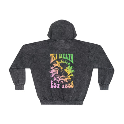 Delta Delta Delta Yin-Yang Surf Sorority Hoodie Mineral Wash Tie Dye