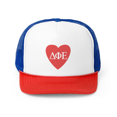 Delta Phi Epsilon Heart Letters Sorority Foam Trucker Hat