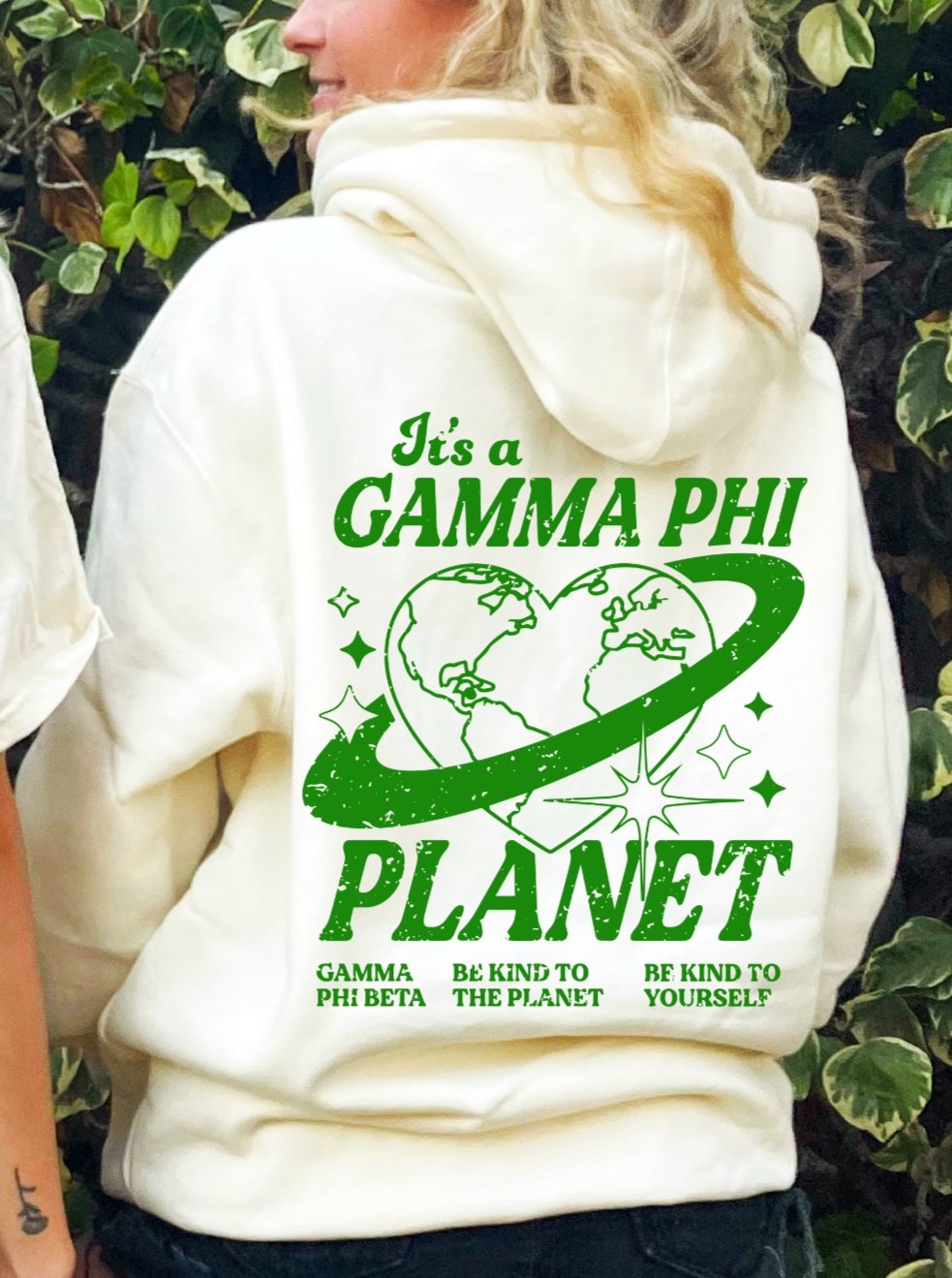 Gamma Phi Beta Planet Hoodie | Be Kind to the Planet Trendy Sorority Hoodie | Greek Life Sweatshirt | GPhi comfy hoodie