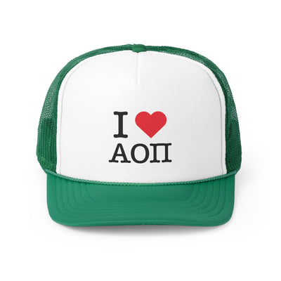 I Heart Alpha Omicron Pi Sorority Foam Trucker Hat