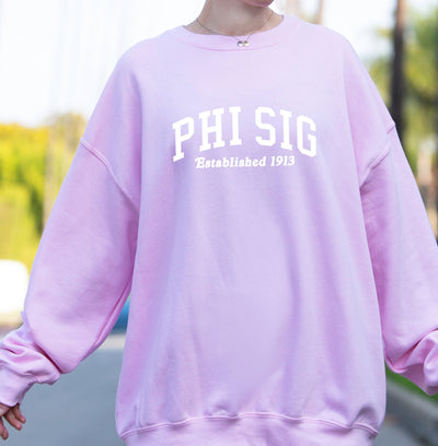 Phi Sigma Sigma Sorority Varsity College Phi Sig Crewneck Sweatshirt