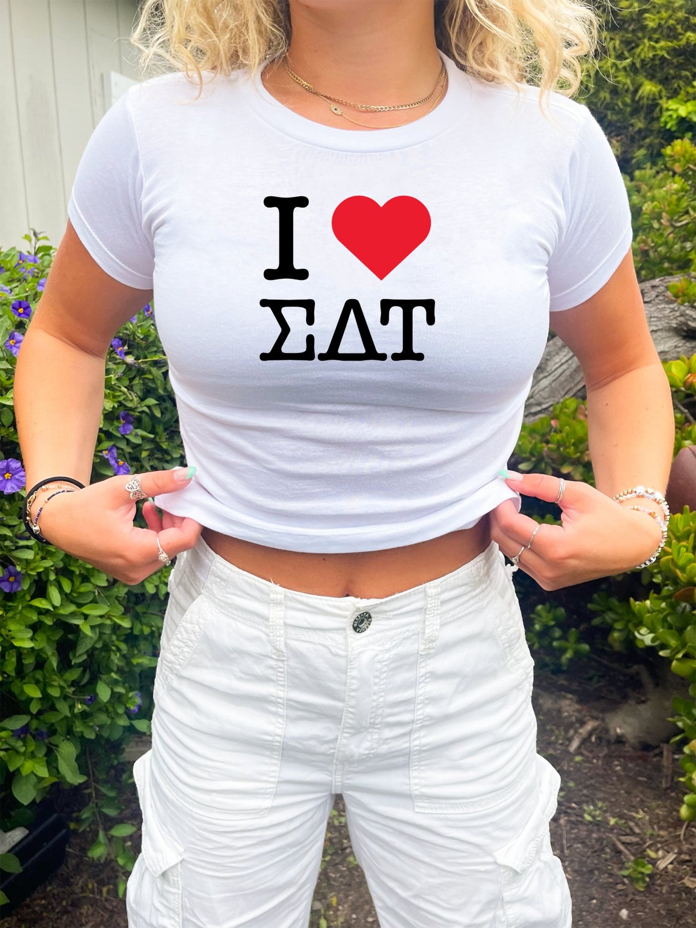 Sigma Delta Tau I Heart NY Sorority Baby Tee Crop Top