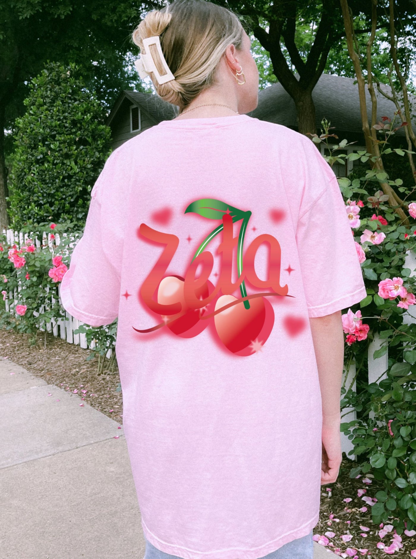 Zeta Tau Alpha Cherry Airbrush Sorority T-shirt