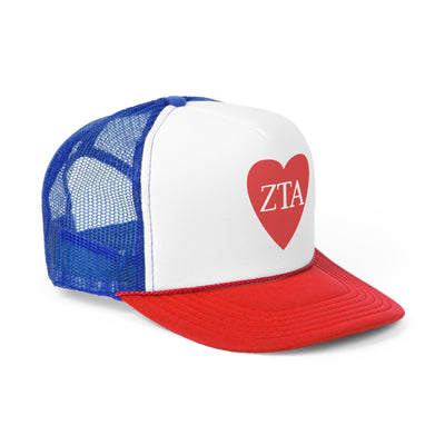 Zeta Tau Alpha Heart Letters Sorority Foam Trucker Hat